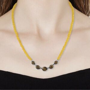 Tiger’s Eye and Yellow Quartzite Beaded Necklace